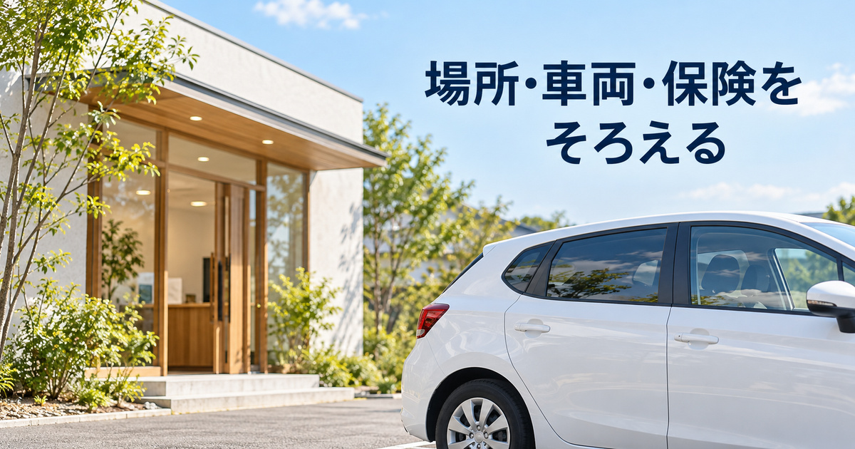 受付と車両の保管場所を同じ計画として確認するレンタカー開業準備