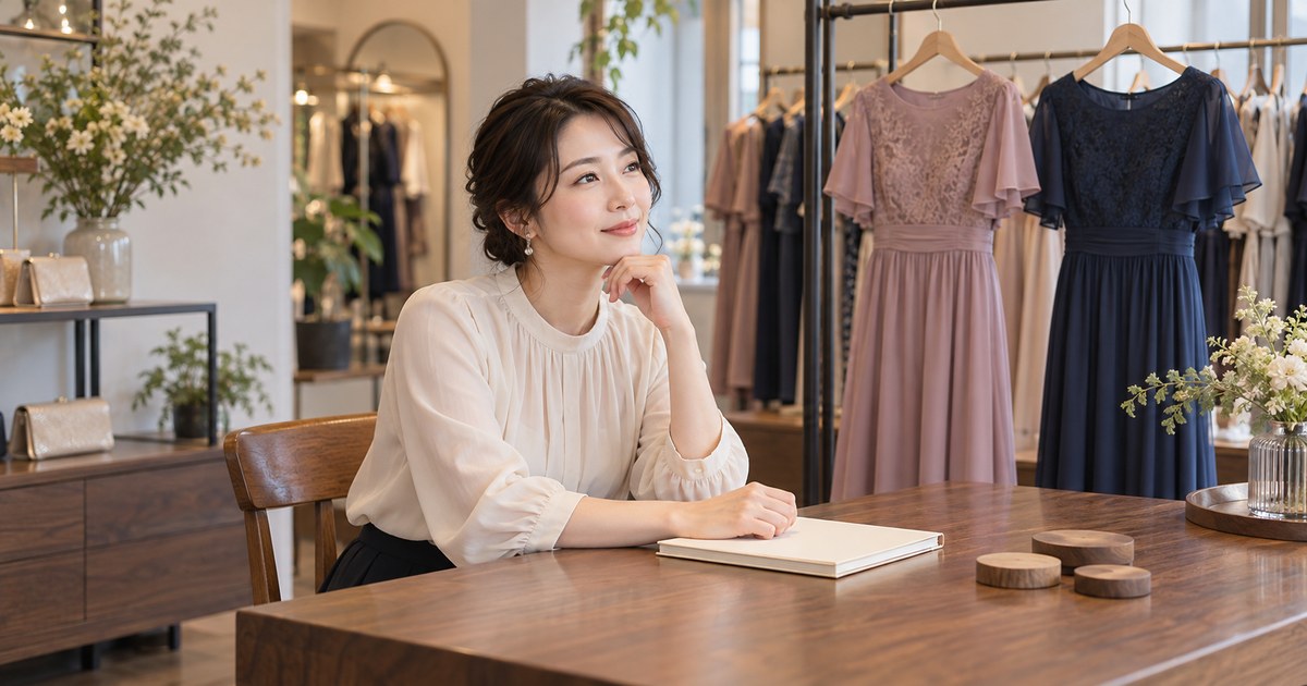 衣装の購入と日々の仕事の予定を店主が見直す様子