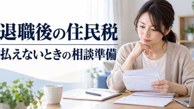 住民税の相談に備えて封筒とメモを整理する女性