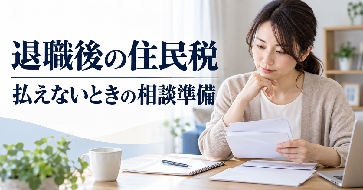 住民税の相談に備えて封筒とメモを整理する女性