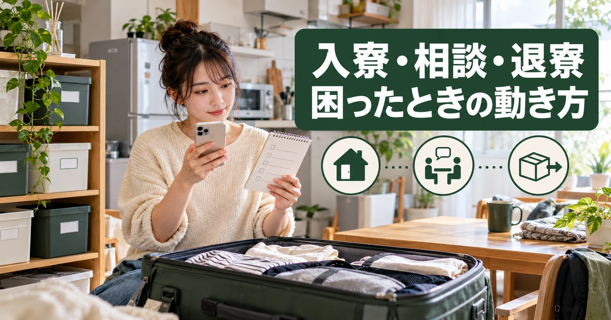 入寮・相談・退寮。困ったときの動き方を説明する生成イメージ