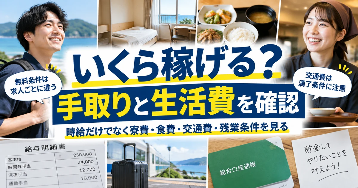リゾートバイトはいくら稼げる?時給・寮費・食費・交通費を含めて手取りを確認