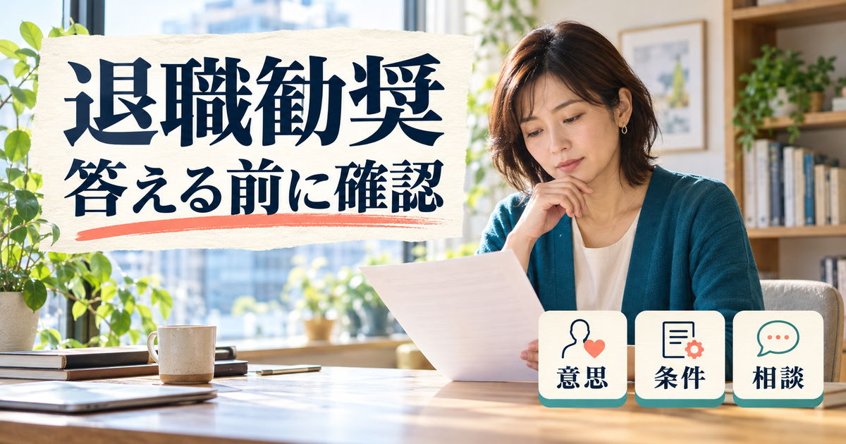 退職勧奨への返答前に意思・条件・相談先を整理するイメージ