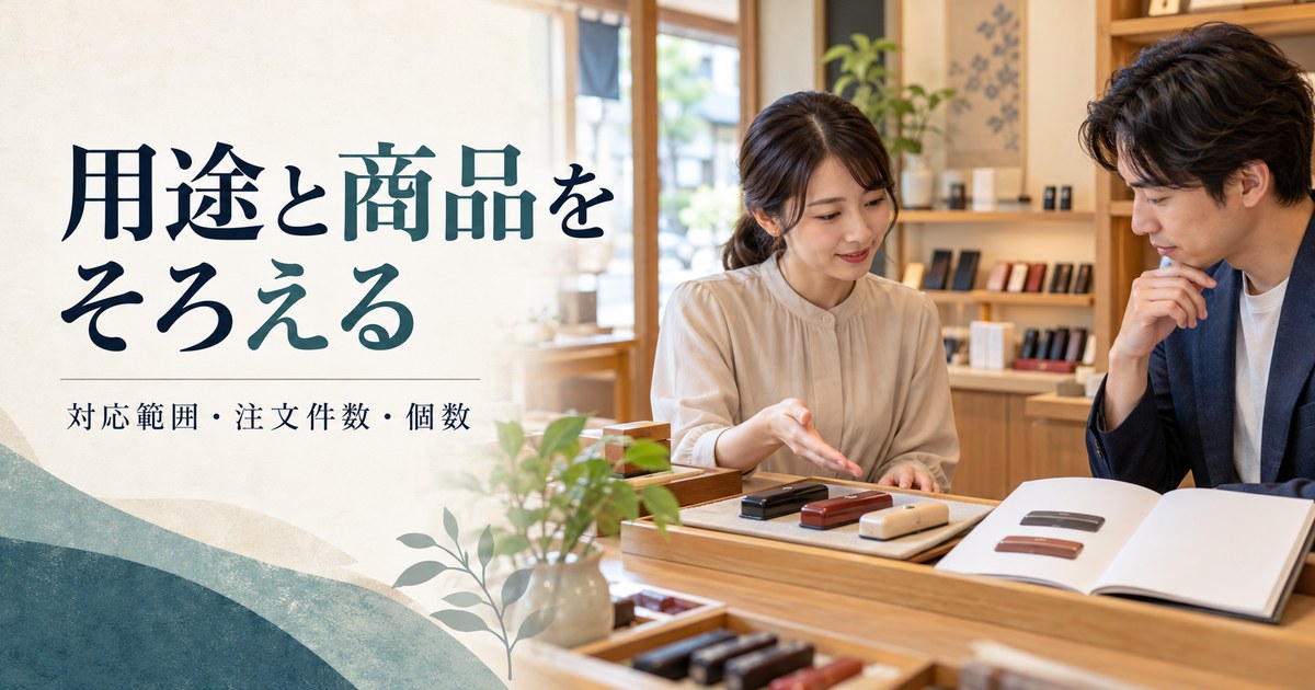 用途と扱う商品の範囲を相談する架空の受付