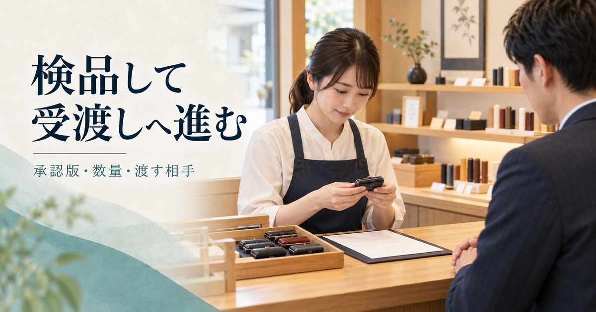 品物と明細を照合し受渡しを準備する架空の場面
