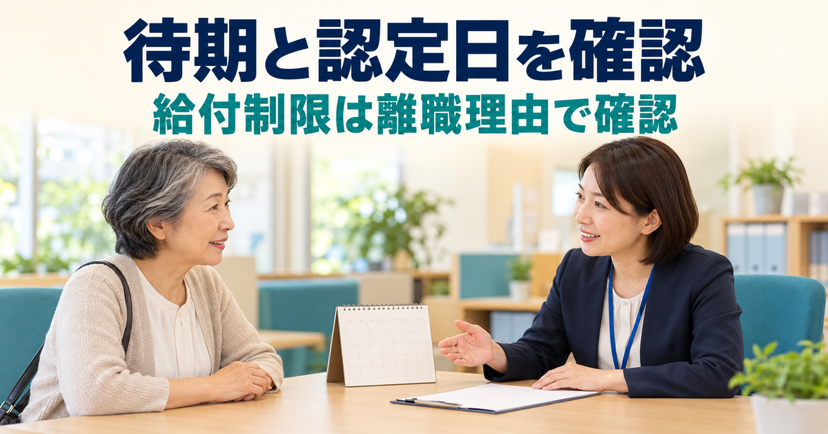 待期・給付制限・指定された失業認定日の準備を窓口で確認するイメージ