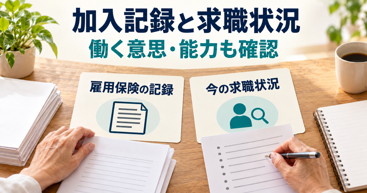 雇用保険の加入記録と働く意思・能力を一緒に整理するイメージ