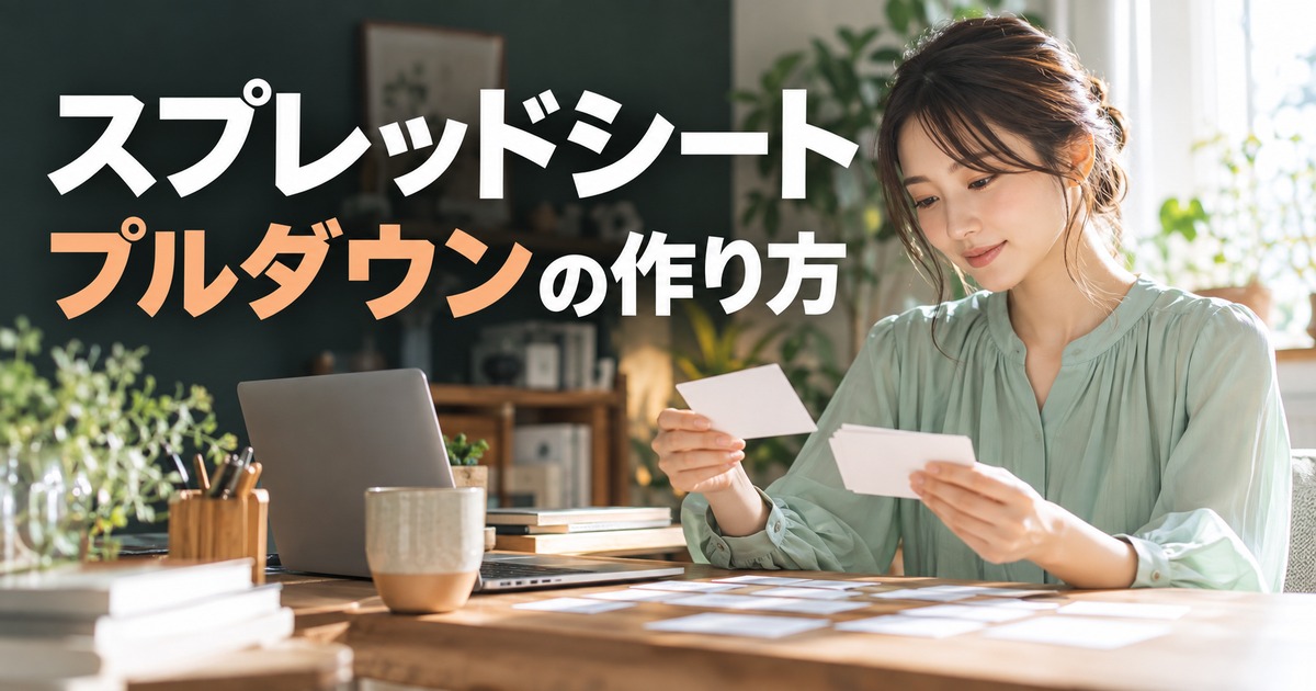 スプレッドシート：プルダウンの候補と入力を確認する生成イメージ