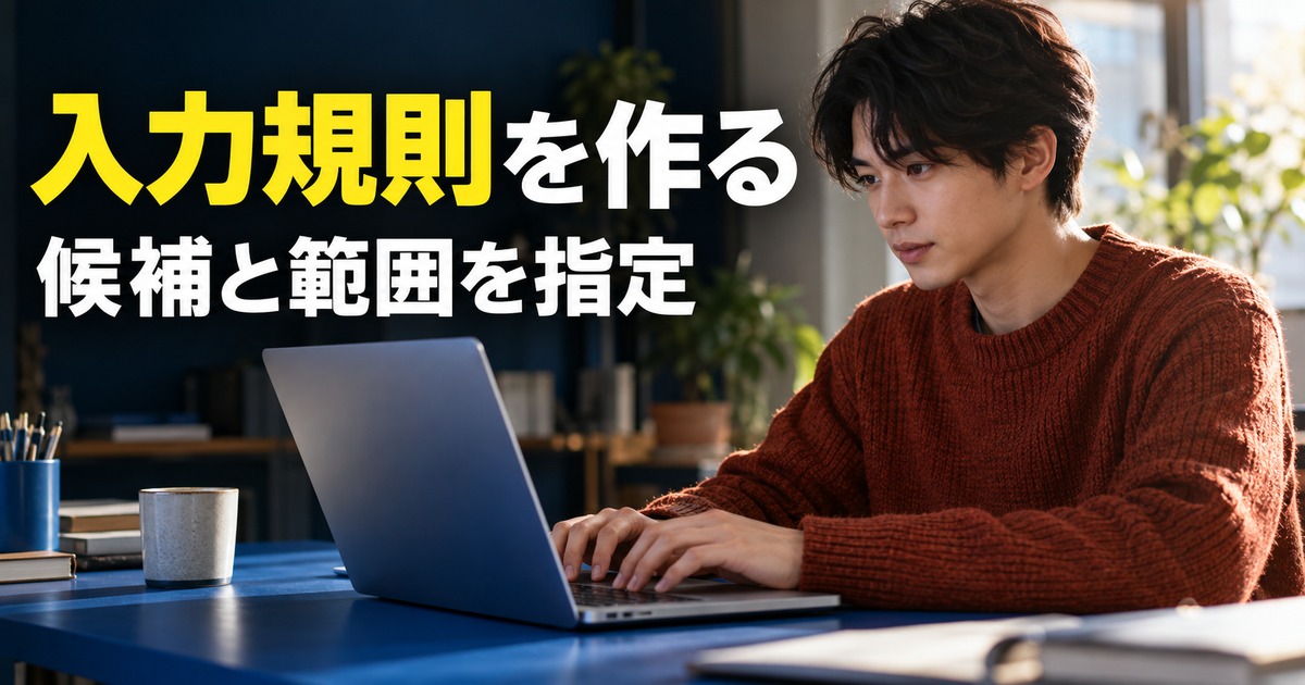 入力規則を作る:プルダウンの候補と入力を確認する生成イメージ