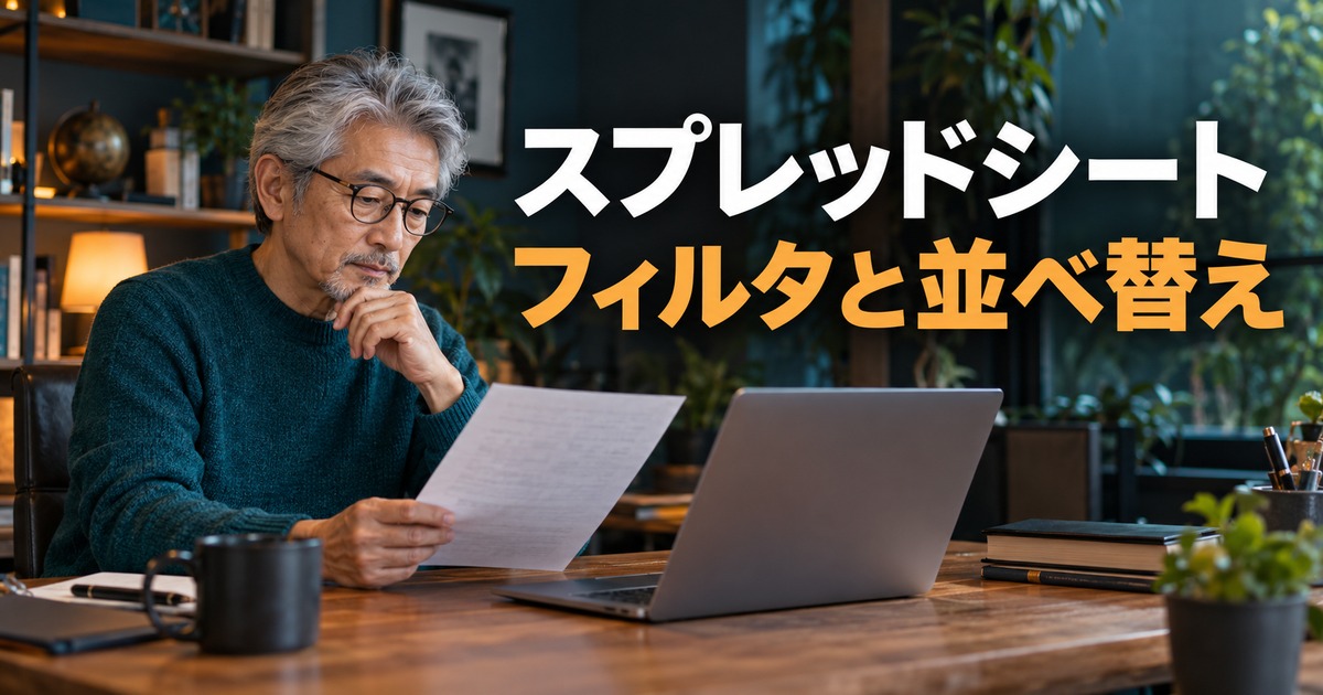 スプレッドシート：フィルタ条件と表の範囲を確認する生成イメージ