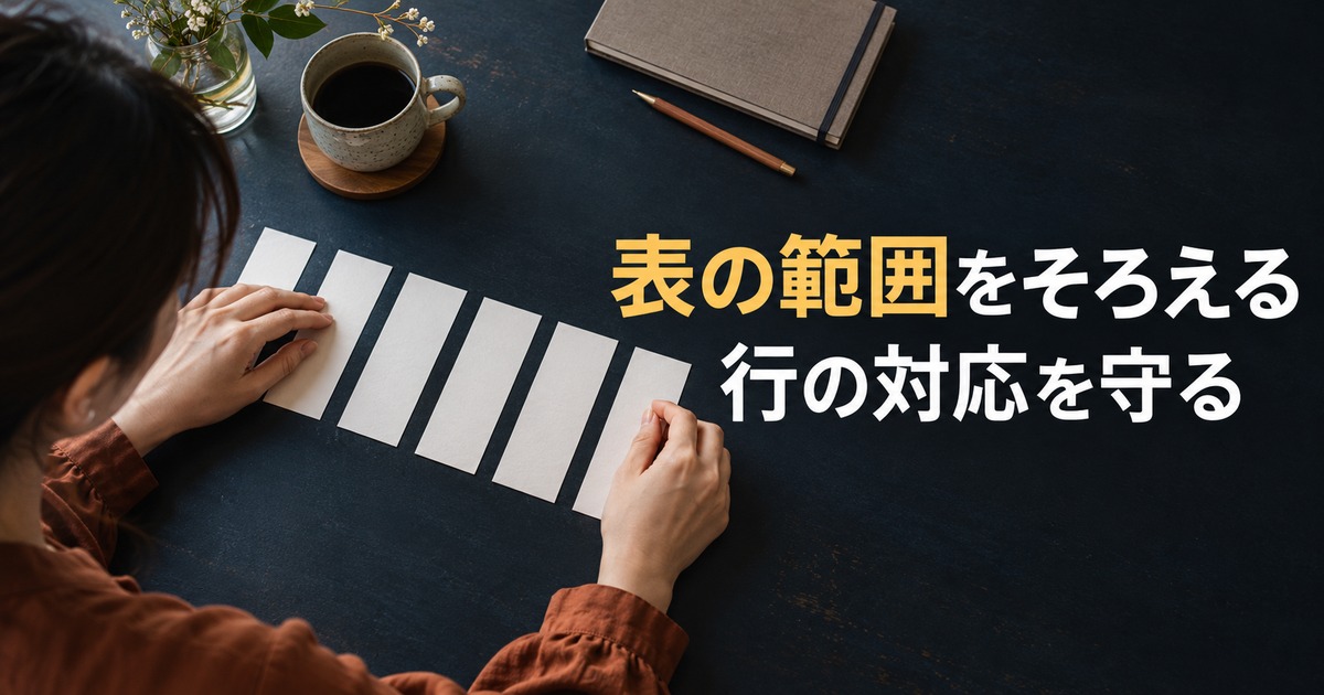 表の範囲をそろえる:フィルタ条件と表の範囲を確認する生成イメージ
