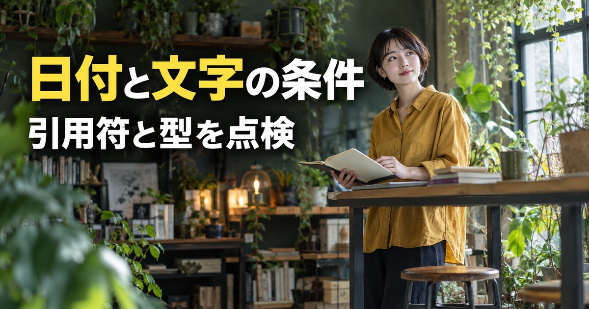 日付と文字の条件:QUERYで結果表を作る作業の生成イメージ