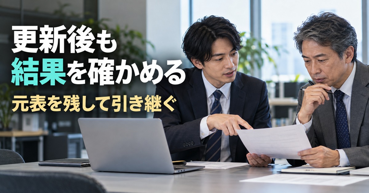 更新後も結果を確かめる:QUERYで結果表を作る作業の生成イメージ