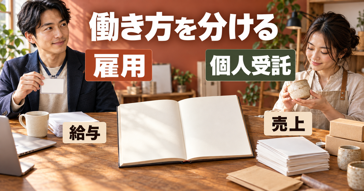雇用の給与と個人受託の売上を区別する場面