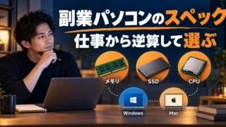 副業パソコンのスペック： 仕事から逆算して選ぶを示す説明用生成画像