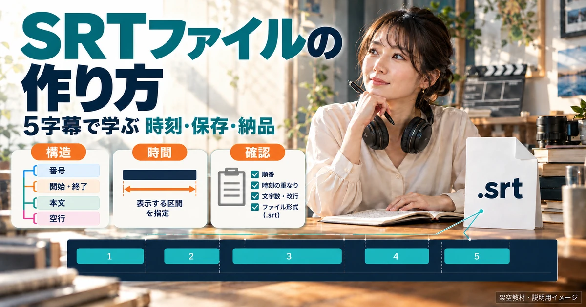 SRTファイルの構造、時刻、保存と納品前確認を学ぶ記事の案内
