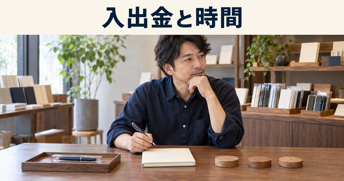 店主が文房具店の販売計画を見直すイメージ