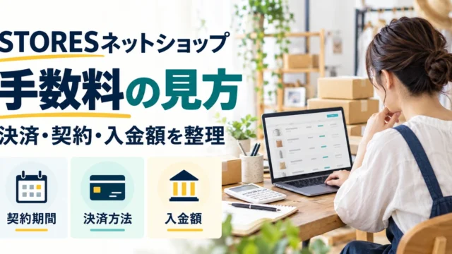 契約期間・決済方法・入金額を整理し、STORESネットショップの手数料を確認するイメージ