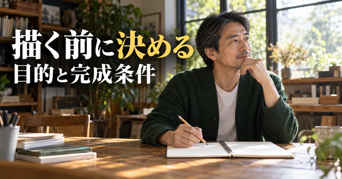 描く前に決める（目的と完成条件）の説明用生成画像