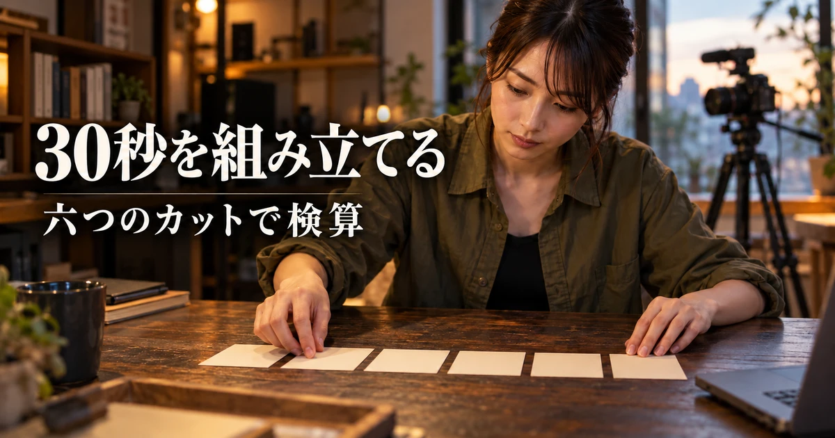 30秒を組み立てる（六つのカットで検算）の説明用生成画像
