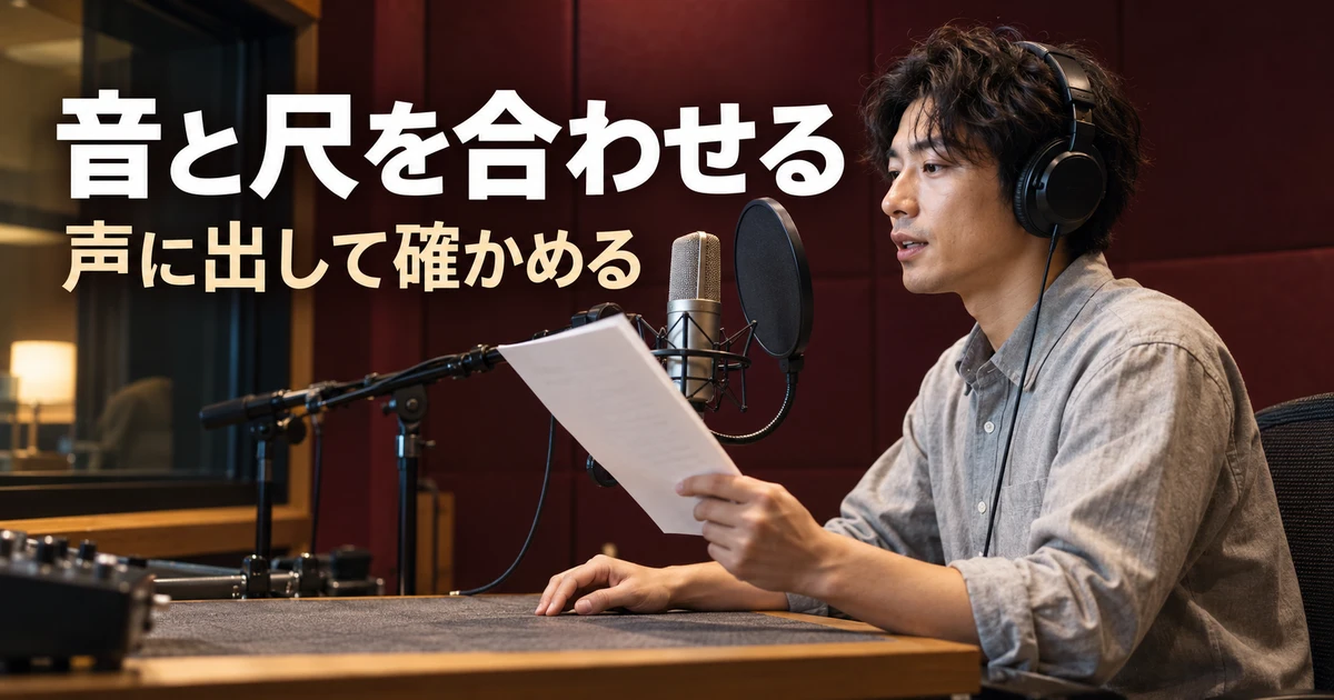 音と尺を合わせる（声に出して確かめる）の説明用生成画像