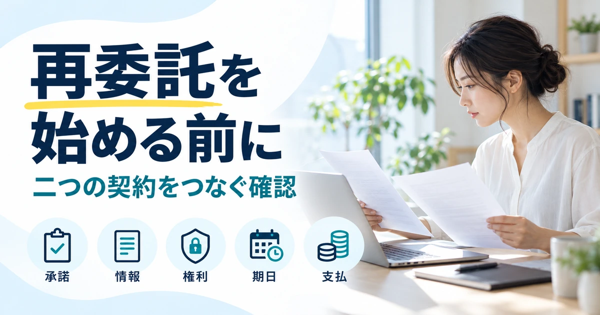 再委託を始める前に承諾、情報、権利、期日、支払を確認する