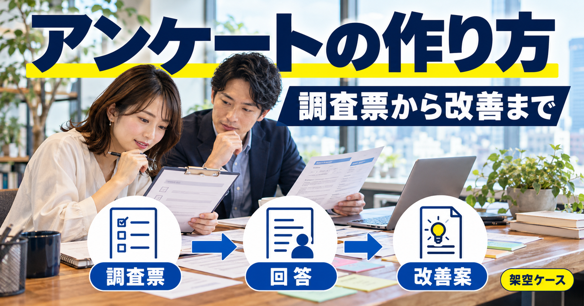アンケートの作り方：調査票から改善までを考える架空の調査設計の場面