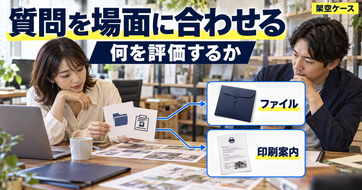 質問を場面に合わせる:何を評価するかを考える架空の調査設計の場面