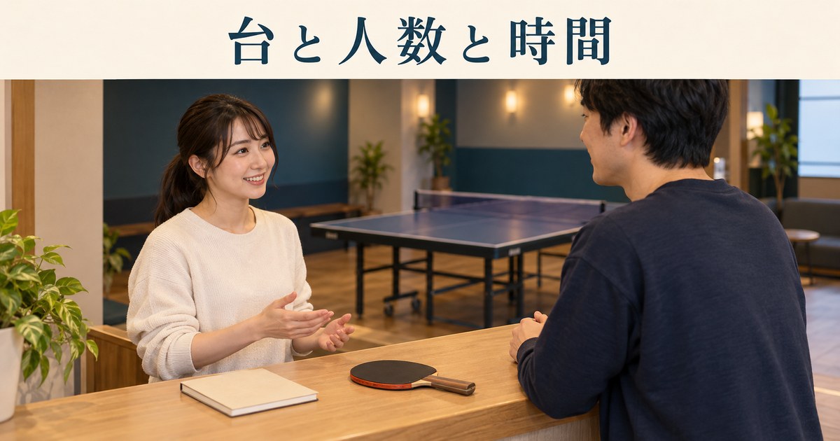 スタッフが成人の利用者へ利用条件を説明するイメージ