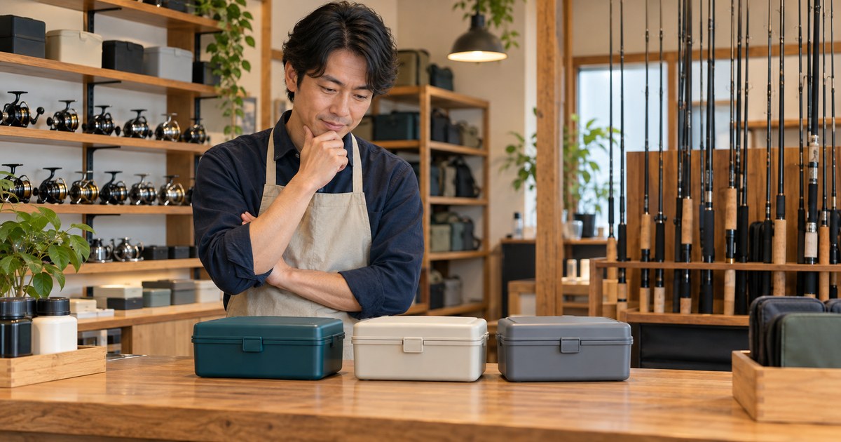 入荷商品の型番や違いを店主が確認するイメージ