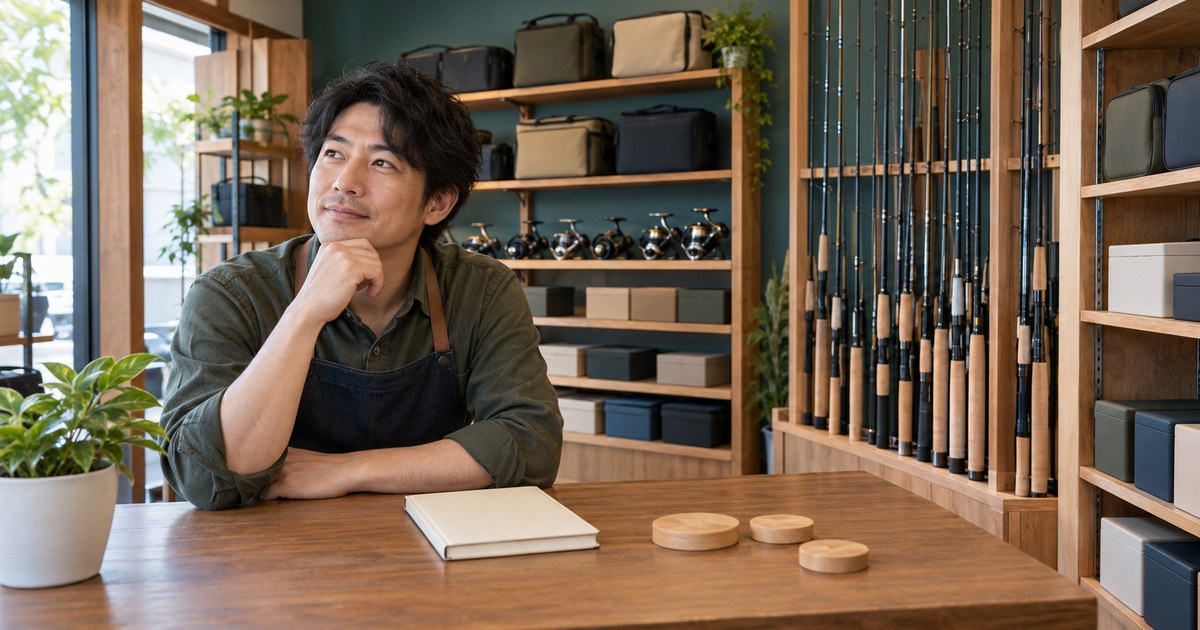 店主が在庫購入と仕事の時間を見直す様子