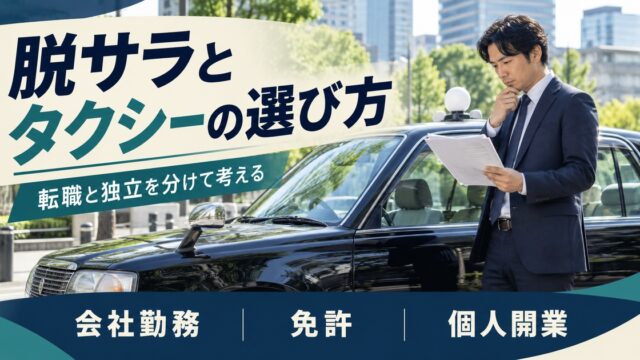 脱サラとタクシーの選び方。転職と独立を分けて考える