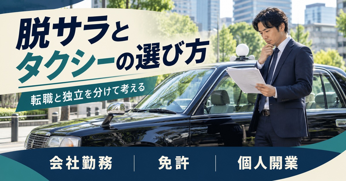 脱サラとタクシーの選び方。転職と独立を分けて考える