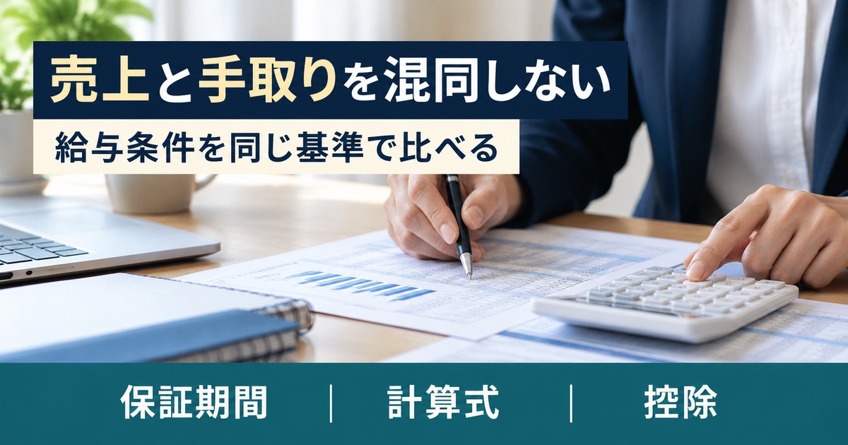 売上と手取りを混同しない。給与条件を同じ基準で比べる