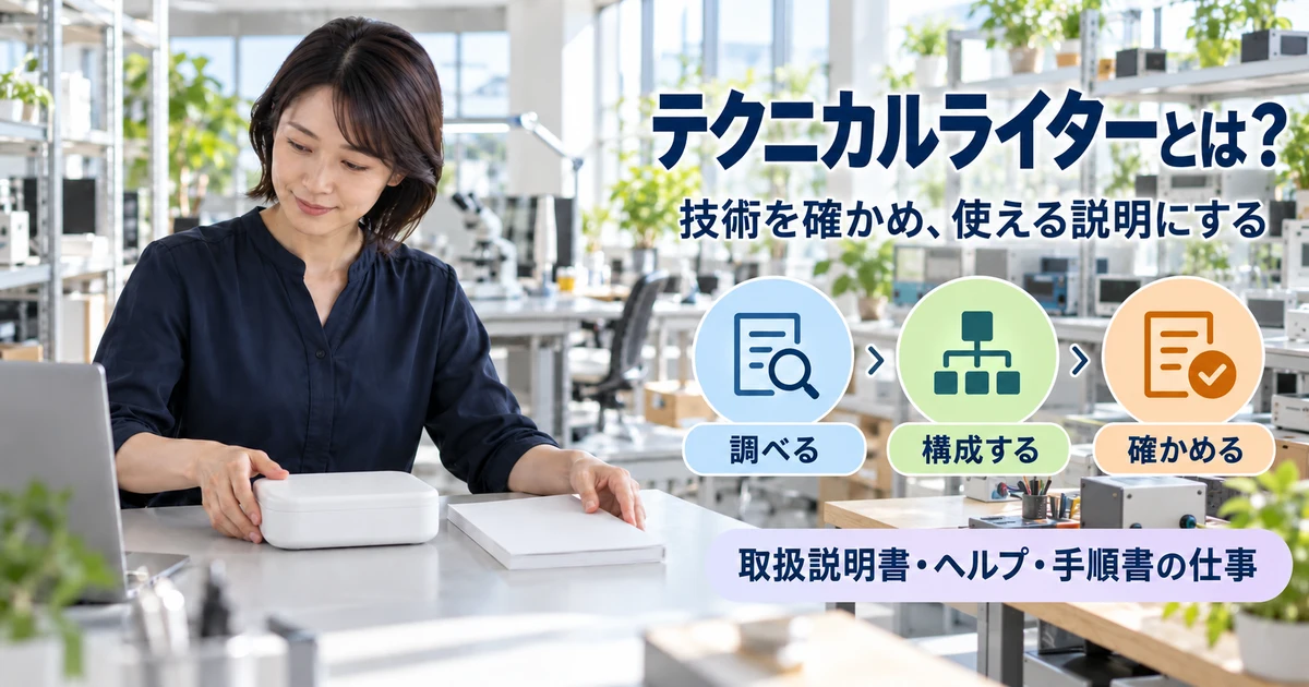 テクニカルライターとは？（技術を確かめ、使える説明にする）の説明用生成画像