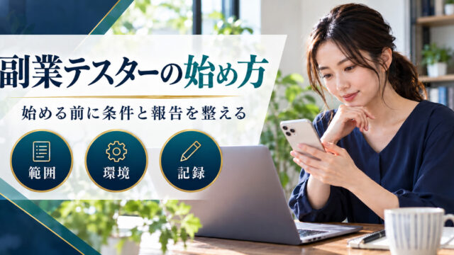 副業テスターの始め方。始める前に条件と報告を整える。範囲・環境・記録の確認ポイント。
