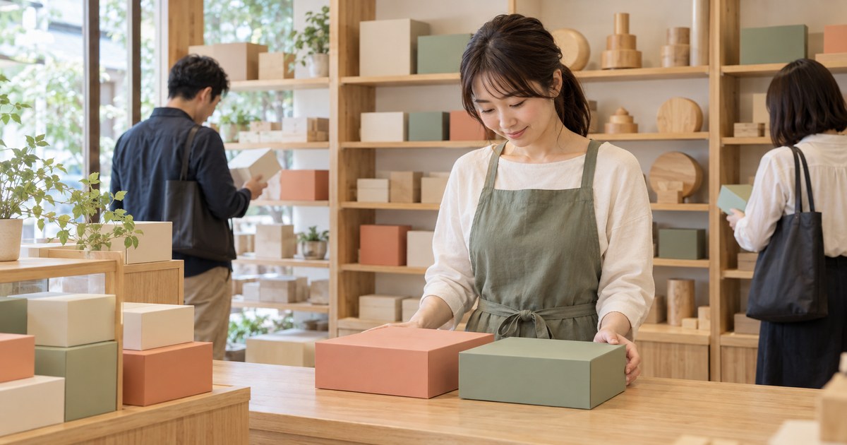 販売する商品の条件を店主が確認するイメージ