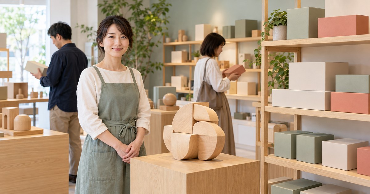 展示用の見本と販売用の箱を分けて置くイメージ