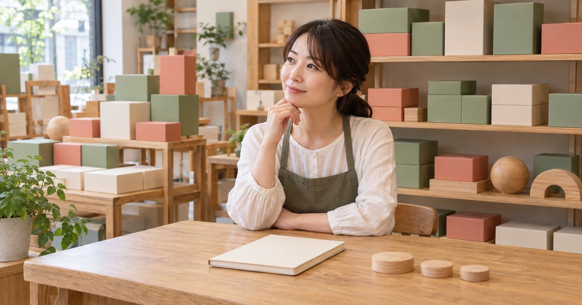 店主が商品の仕入れと一日の予定を見直す様子