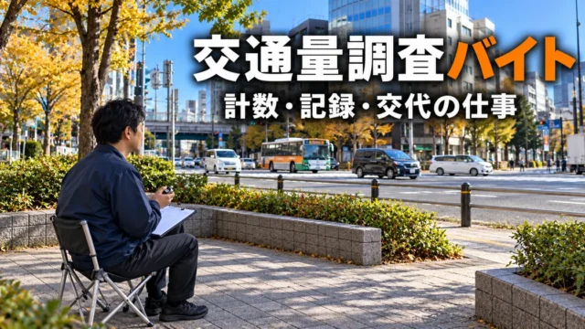 交通量調査バイト（計数・記録・交代の仕事）の説明用生成画像