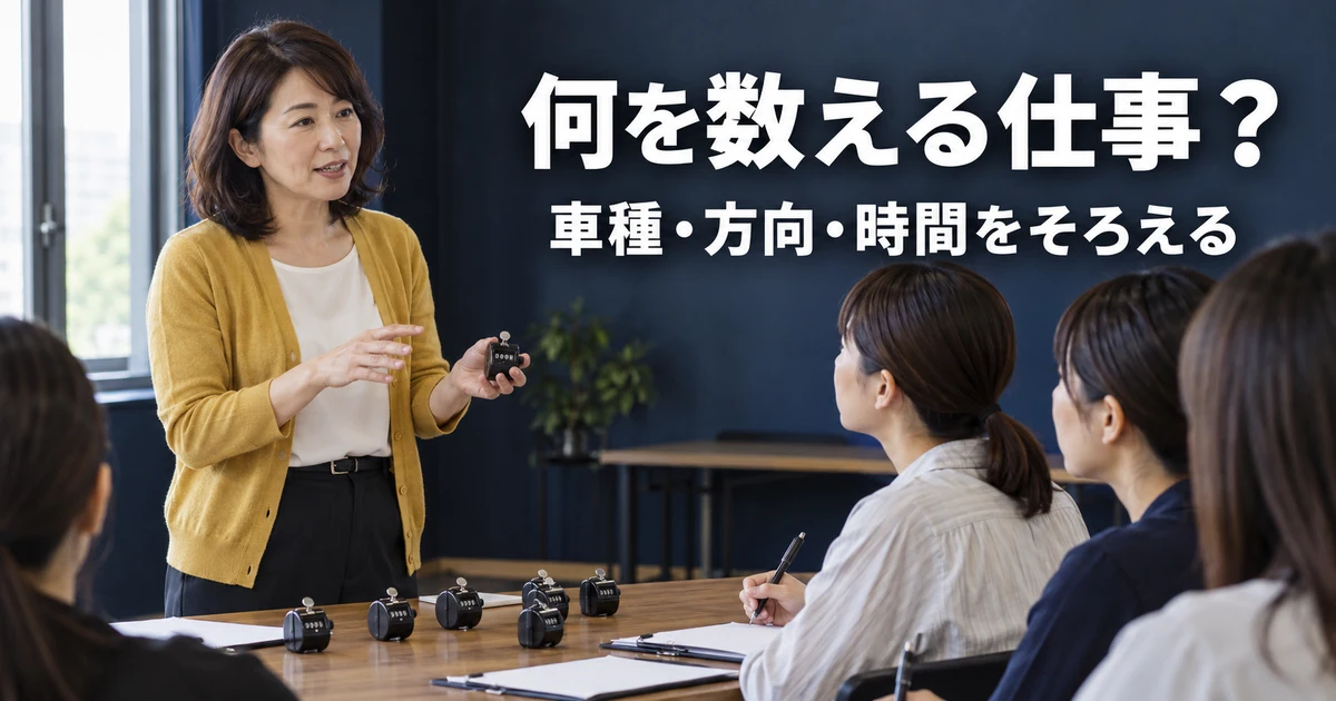 何を数える仕事?(車種・方向・時間をそろえる)の説明用生成画像