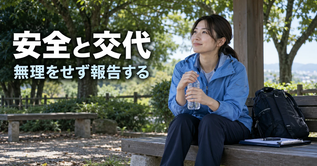 安全と交代(無理をせず報告する)の説明用生成画像