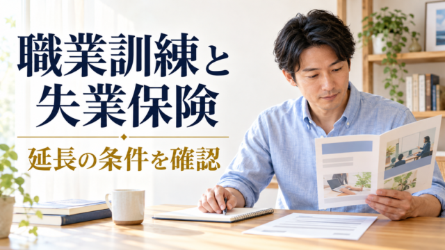 職業訓練の案内と失業保険の資料を相談前に整理する男性