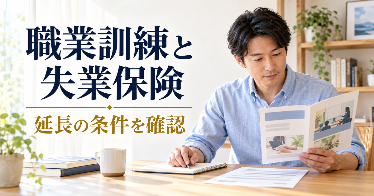 職業訓練の案内と失業保険の資料を相談前に整理する男性