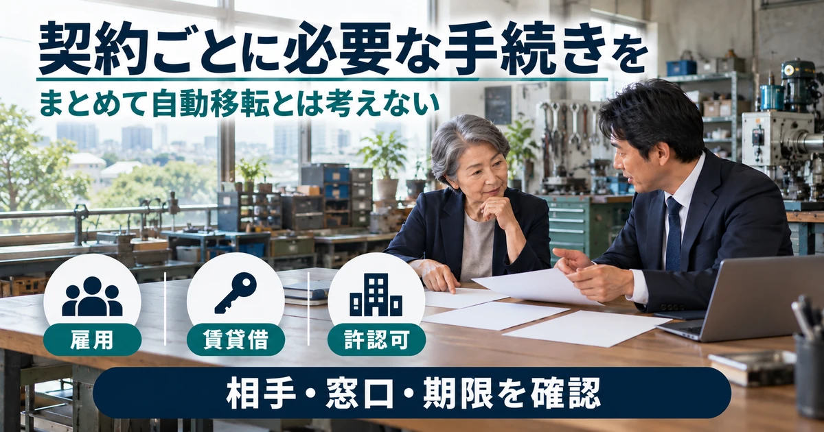 雇用、賃貸借、許認可の個別手続きを確認する説明用生成画像