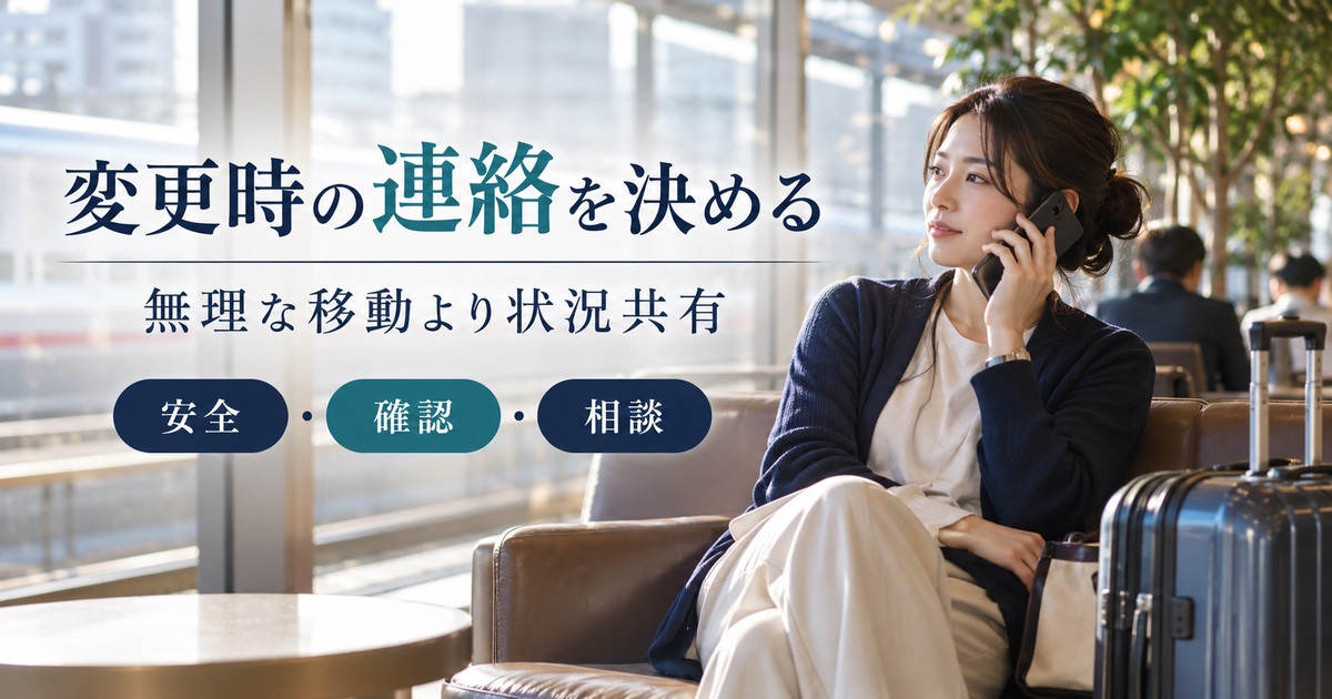 安全・確認・相談を優先し、予定変更時の連絡方法を決める。