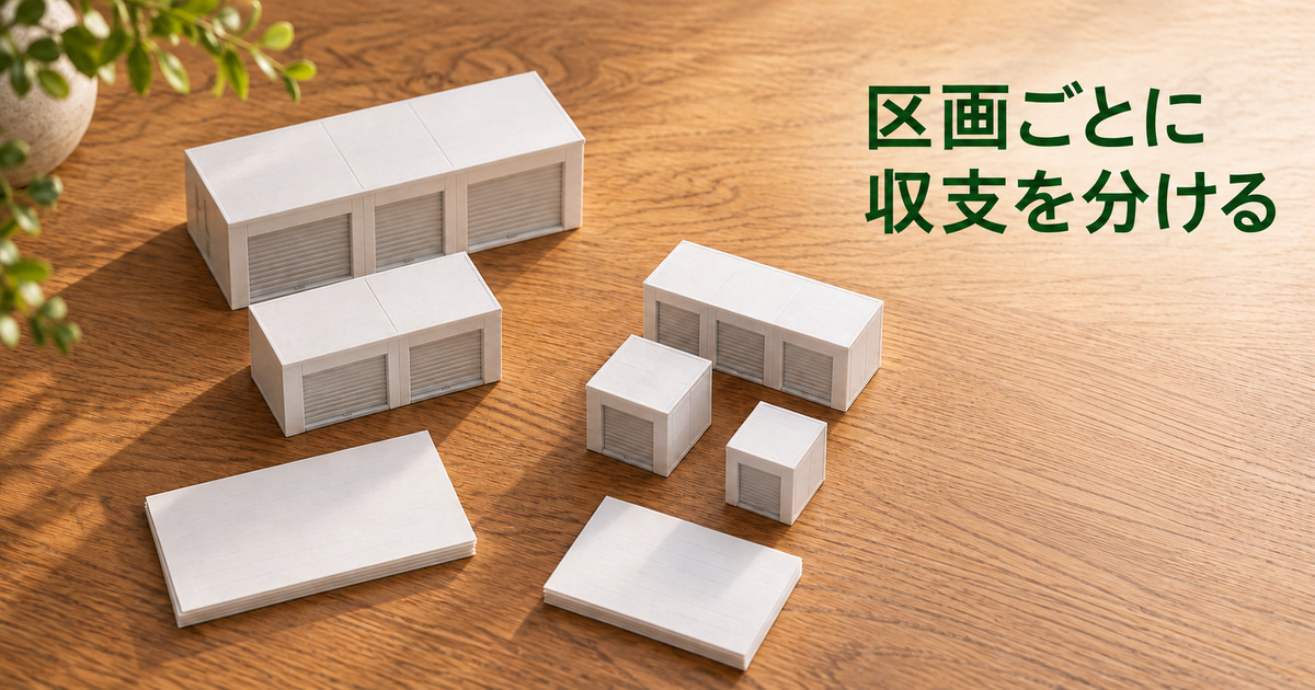 異なる収納区画と収支の対応を模型と空欄カードで整理する