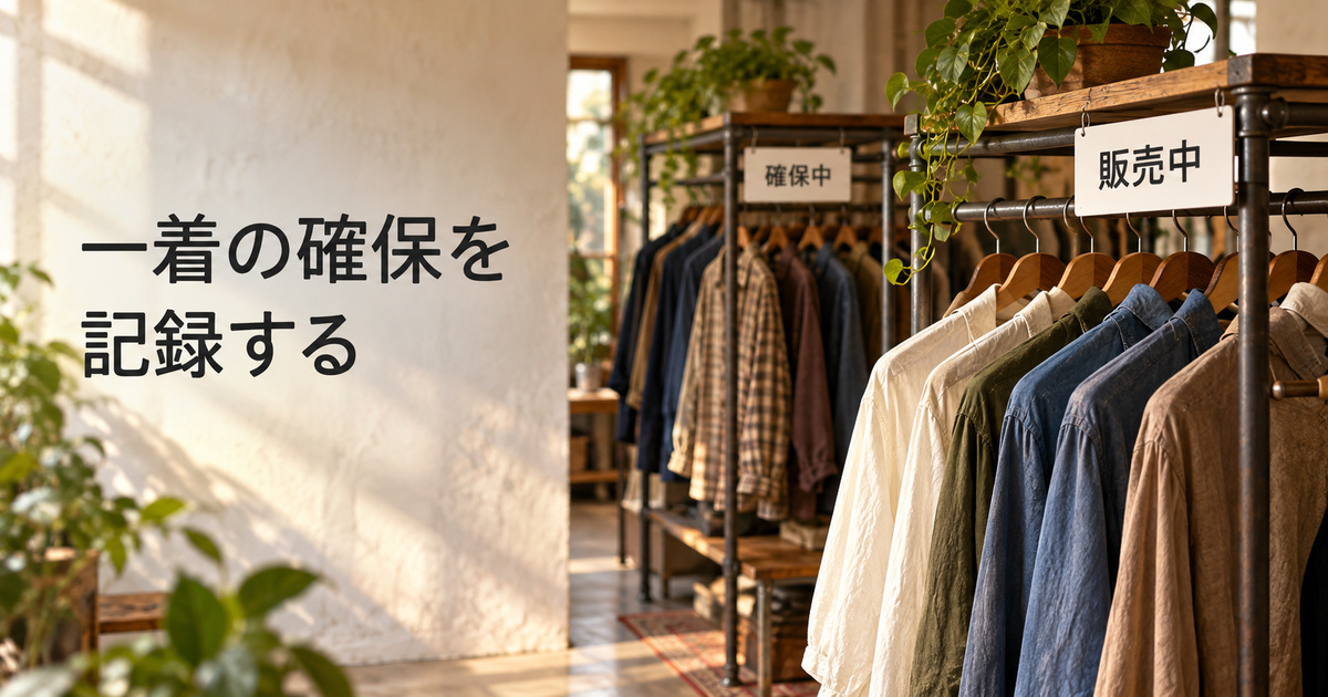 販売中と確保中の場所を分けた古着店の架空の売場イメージ