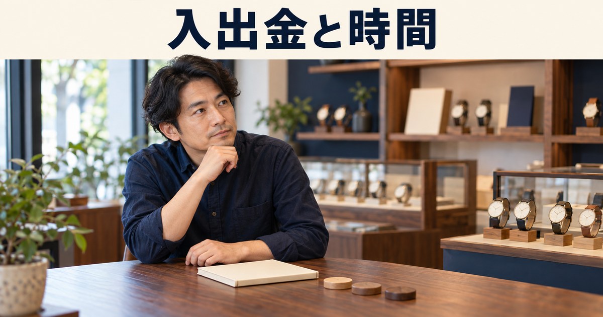 店主が時計店の販売と日々の仕事を見直すイメージ