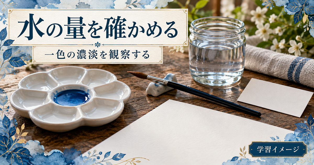 一色の絵具と水を観察する学習イメージ